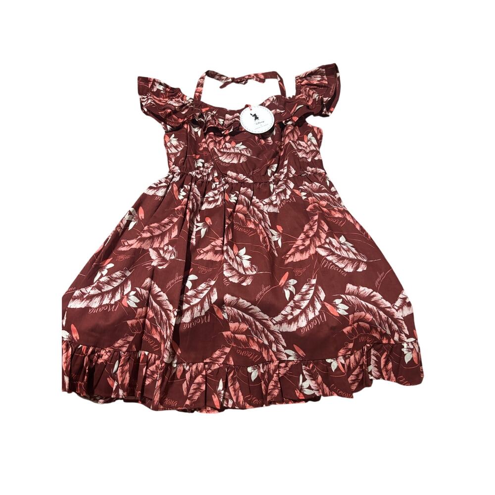 Disney Janie & Jack Moana sundress ruffled halter like strap brown lined nwt
